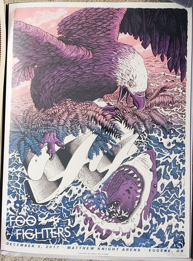 Foo Fighters Poster 12/5/2017 Eugene OR Signed & Numbered #33/100 A/E