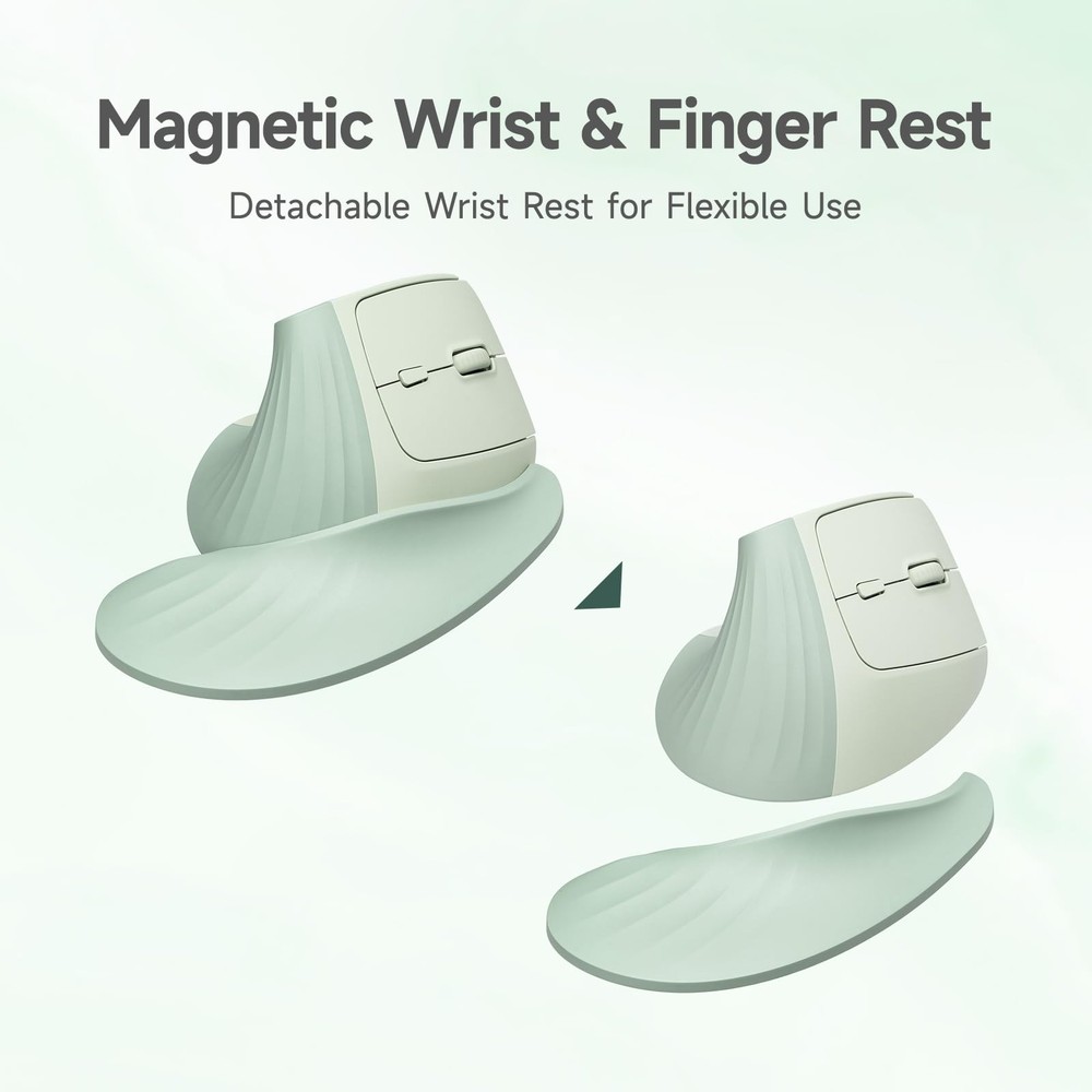 Green Wireless Vertical Ergonomic Mouse Large Hands 4000 DPI Bluetooth Mac PC