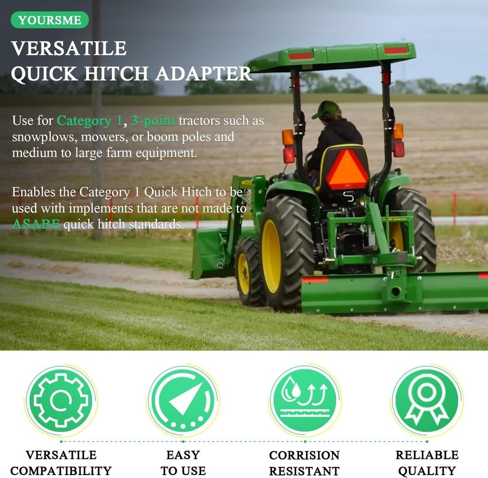 Powder-Coated Quick Hitch Adapter – Adjustable for Maximum Tractor Compatibility