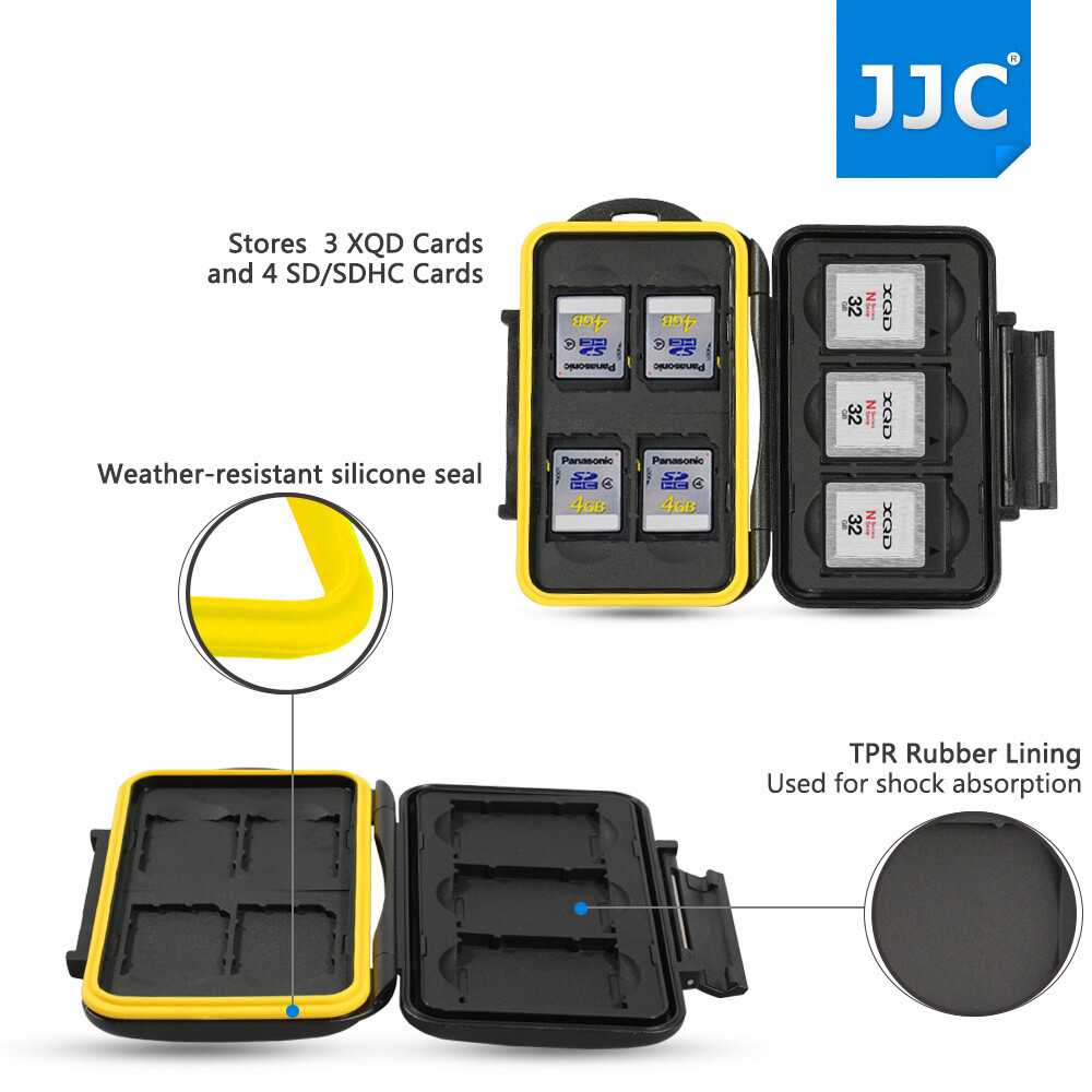 Water-resistant Memory Case Box Holder Protector Storage for 3 XQD+4 SD Cards