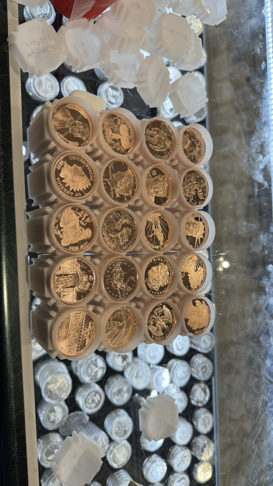 One Tube Of Copper. .999 FINE COPPER ROUNDS Random Design 20 Oz Per Tube