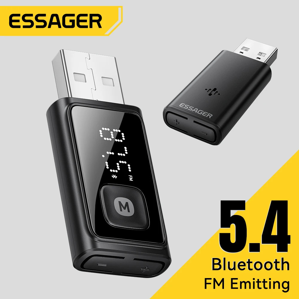 ESSAGER Bluetooth 5.4 Car USB Wireless FM Transmitter Audio Receiver&Handsfree