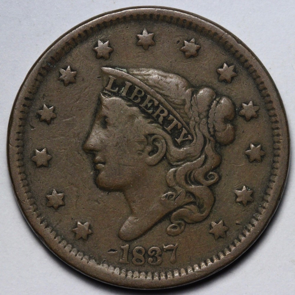 1837 Coronet Head Large Cent VF E123 RVKNM