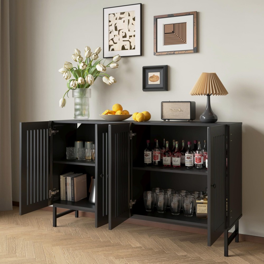 Buffet Storage Cabinet with 4 Doors,Kitchen Sideboard with Storage,Coffee Bar...