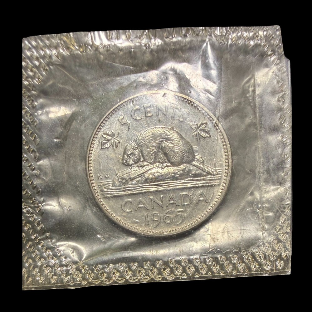 1965 CANADA - 5 CENT COIN PROOF LIKE (SMALL BEADS)