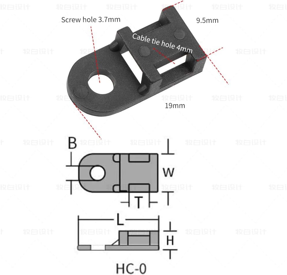 Cable Zip Tie Mounts Kit Ties Base Screws Organizer