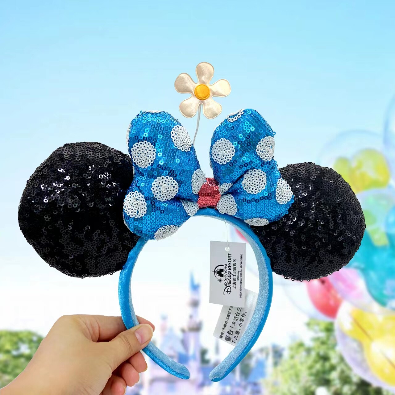 Timeless Flower Disney Parks Black Minnie Ears Hat Sequins Polka Dot Headband