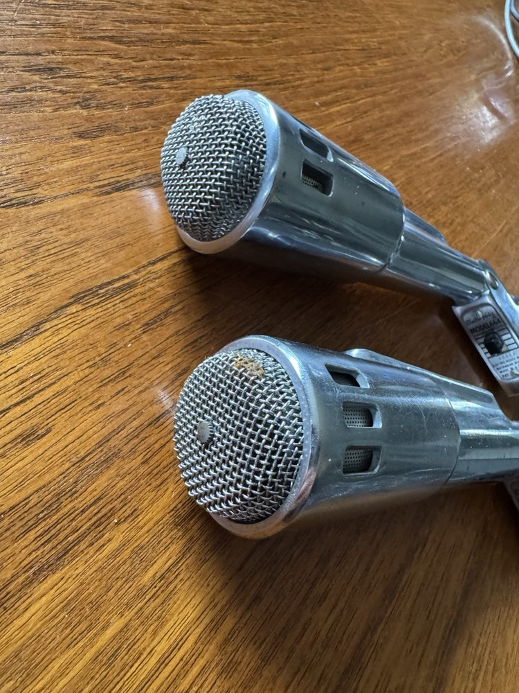 Pair Vintage EV Model 664 Dynamic Microphone Electrovoice Tested Working Deco