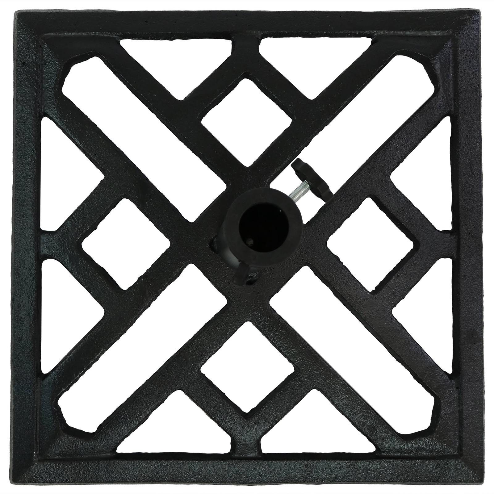 17 in Modern Geometric Cast Iron Square Patio Umbrella Base by Sunnydaze