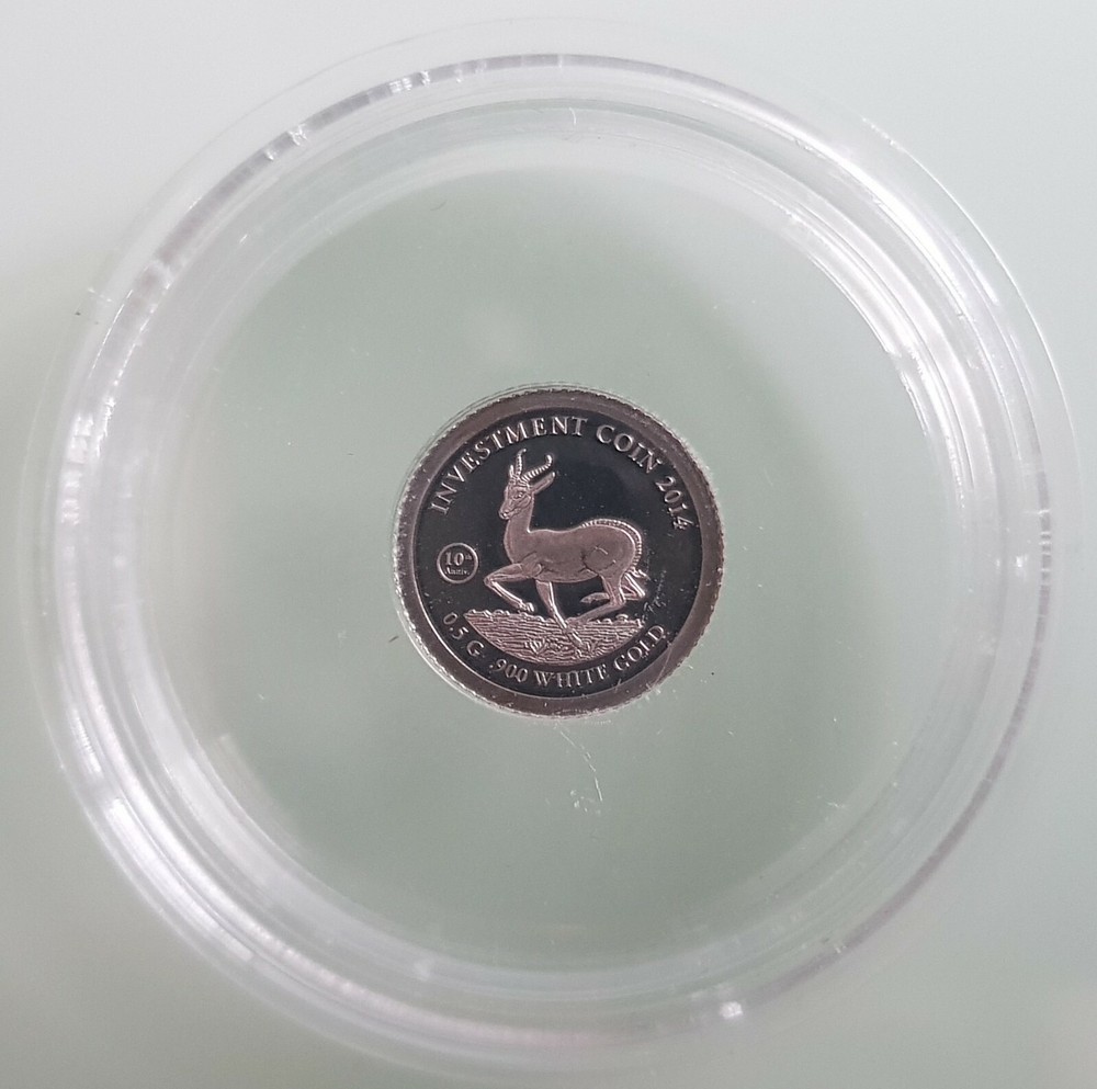 MDS GABON 1000 FRANCS 2014 PROOFLIKE "SPRINGBOK", WHITE GOLD