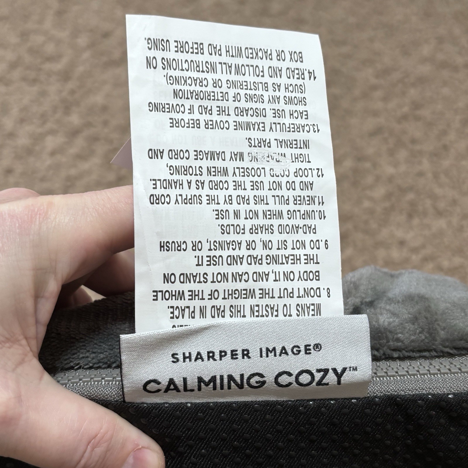 Sharper Image Calming Cozy Massaging Heating Wrap Grey with Sherpa Lining