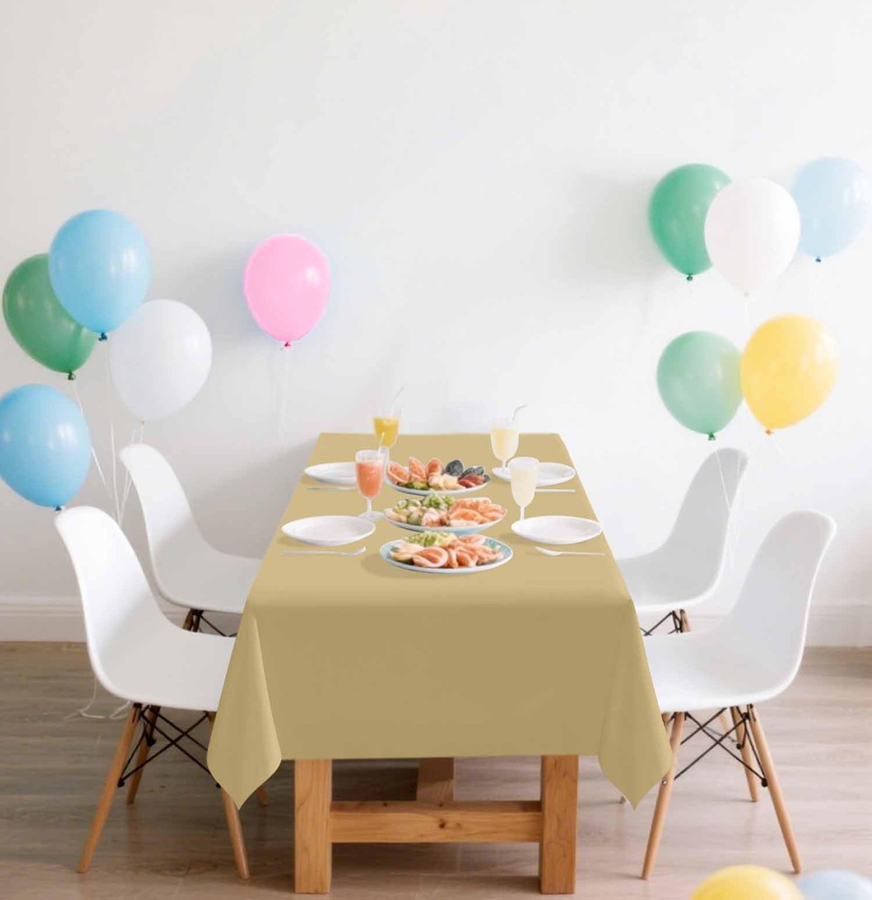 SietDESEO 2 Pack Gold Plastic Tablecloth 2 Pack,