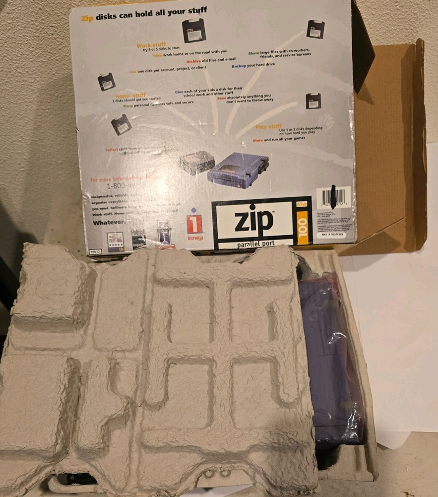IOMEGA Zip 100 External Drive for PC Parallel Port Complete In Box w Inserts