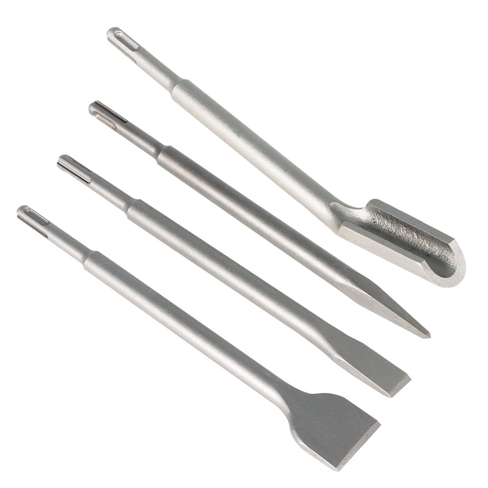 4 Pack SDS Plus Chisel Bits Durable Flat Chisel Grooving Chisel & Point Chisel