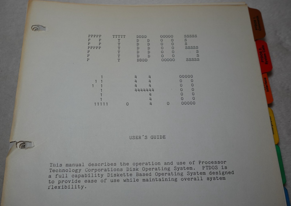 PTDOS 1.4 Processor Technology Disk Operating System 1977 Original User's Guide