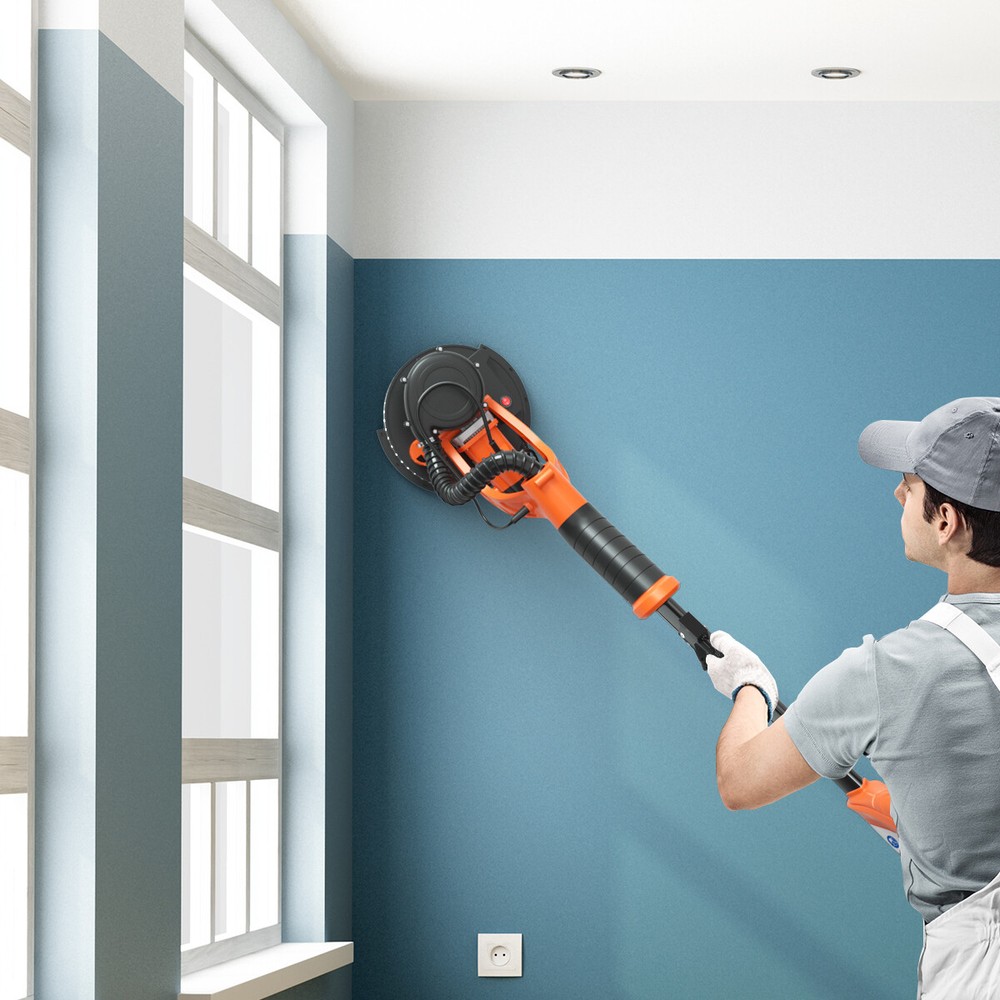 Electric Foldable Drywall Sander 750W Variable Speed w/Automatic Vacuum & Lights