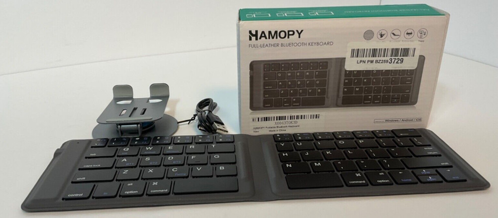 Hamopy Foldable Full-Leather Bluetooth Keyboard