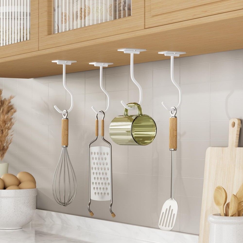 bussdis Banana Hook Under Cabinet: Foldable Hanger 1 Pack, White