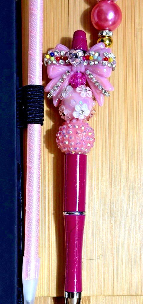 HANDCRAFTED BEADED Key Chain,& NOTE PAD SET Beaded Pen I Kit