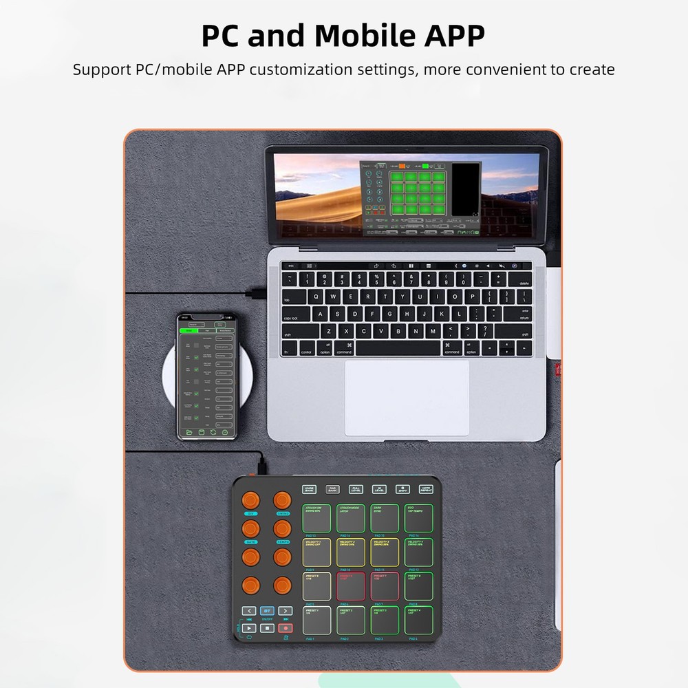 16 RGB Pads Wireless MIDI Controller For Beginners FDMK