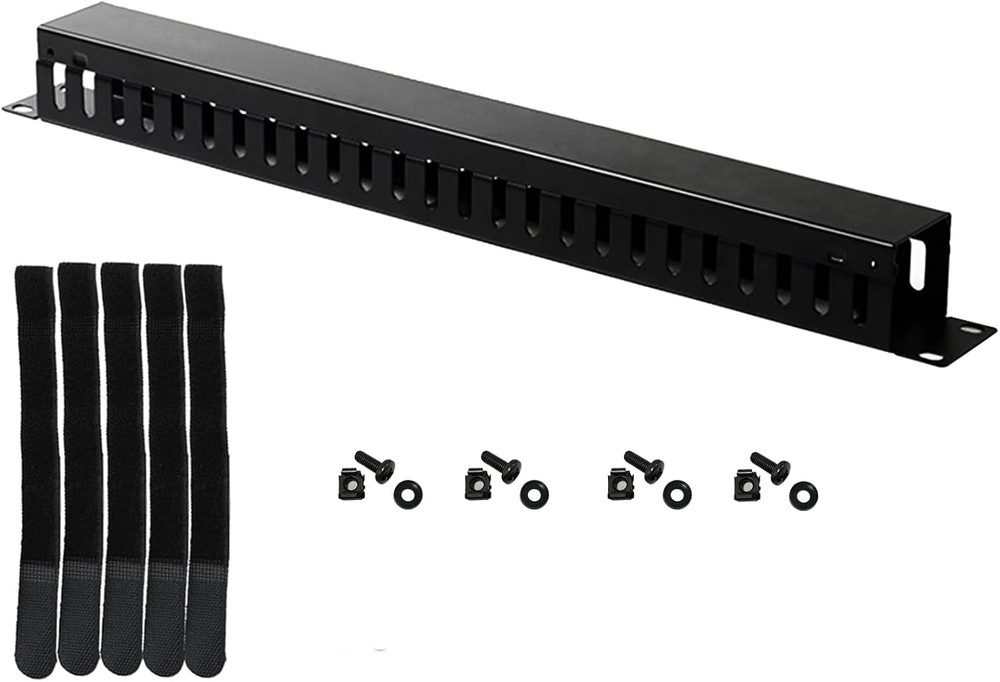 19 Inch 1U Cable Management Horizontal Cable Rack Mount Manager with mounting...