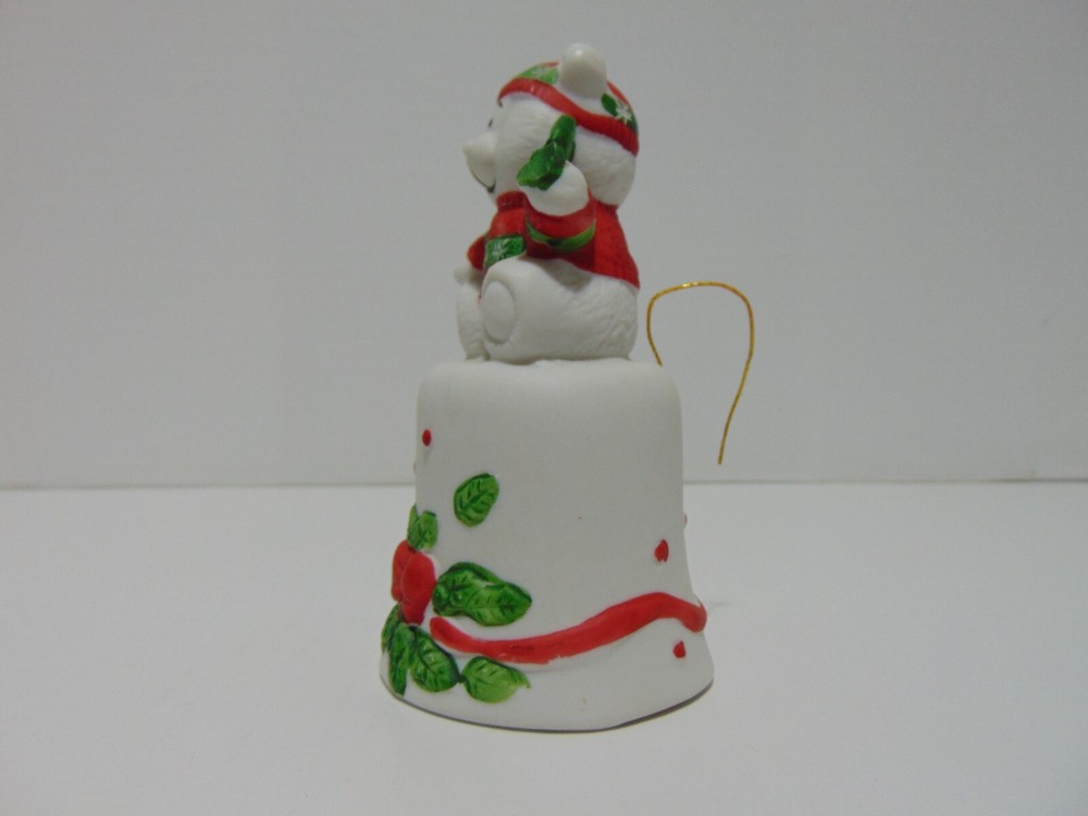 Teddy Bear Santa Holiday Ceramic Novelty Bell
