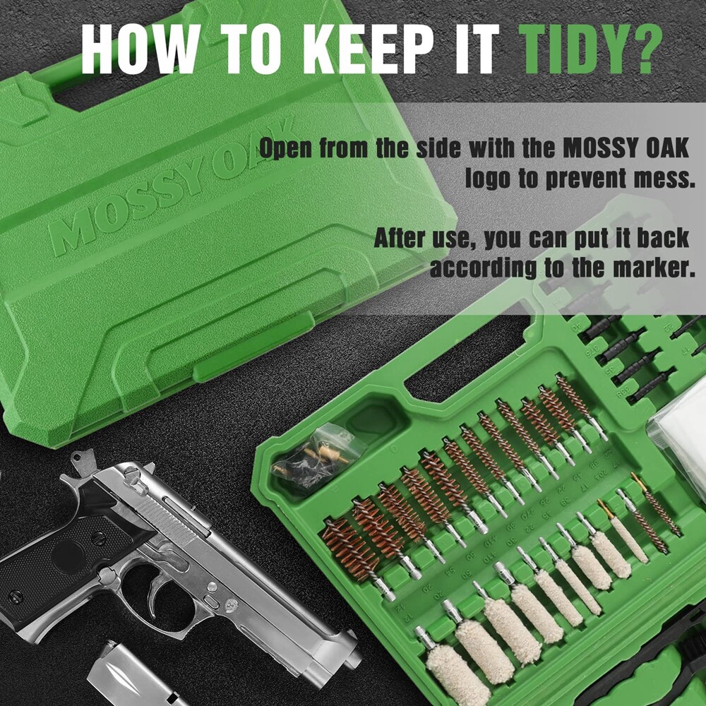 MOSSY OAK Universal Gun Cleaning Kit Rifle Pistol Handgun Shotgun Firearm w/Case