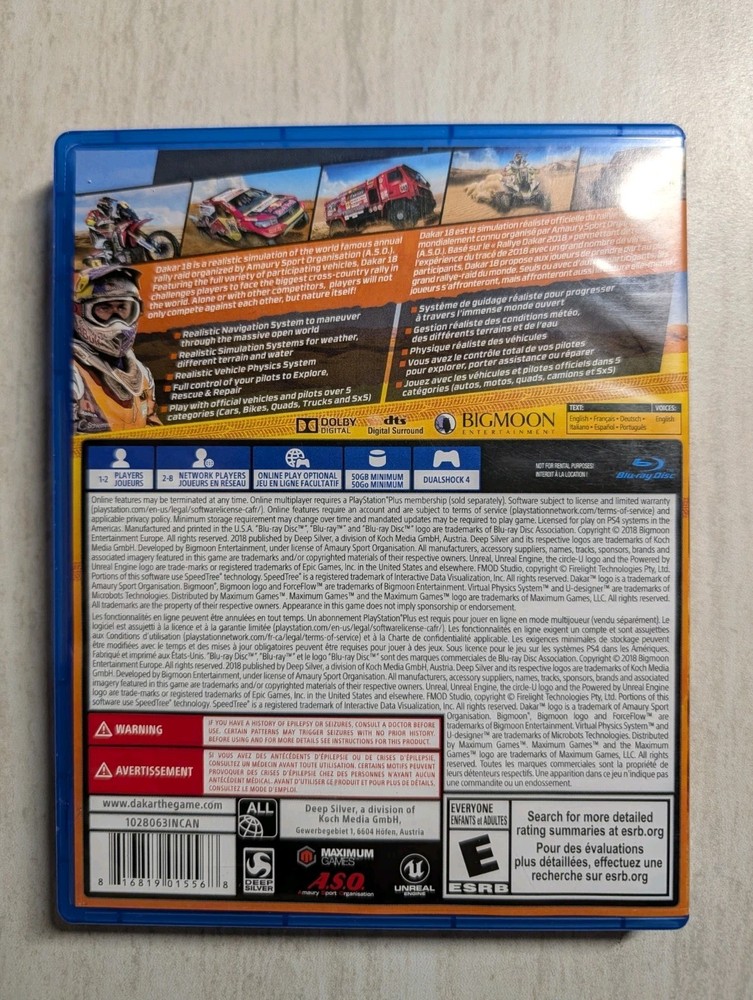 NO GAME Dakar 18 PlayStation 4 PS4 Case