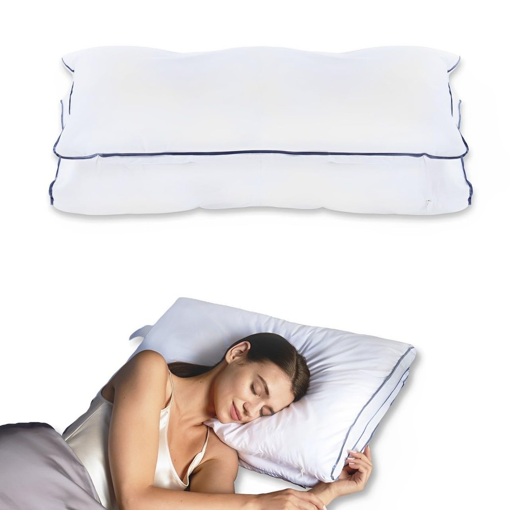 SKG Feather Adjustable Cervical Neck Bed Pillow - White
