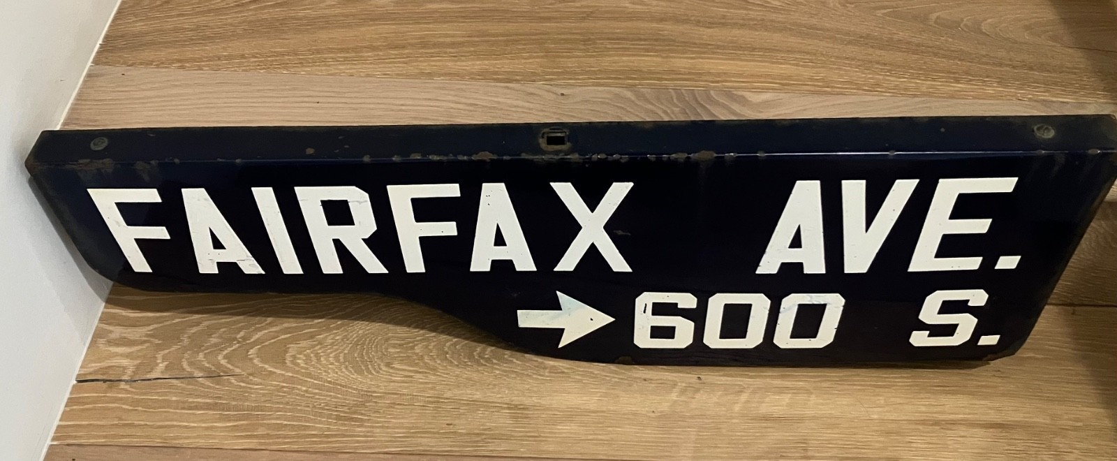 “FAIRFAX AVE” Vintage Shotgun Los Angeles Porcelain Street Sign 1946-1966