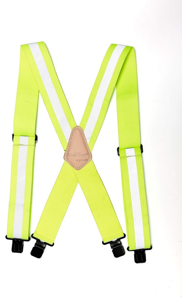 MELOTOUGH Reflective Safety Suspenders|Work X BACK, Lime