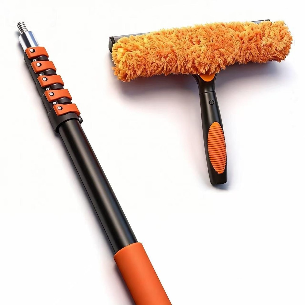 30FT Window Cleaning Kit Telescoping Extension Pole Squeegee 2-in-1