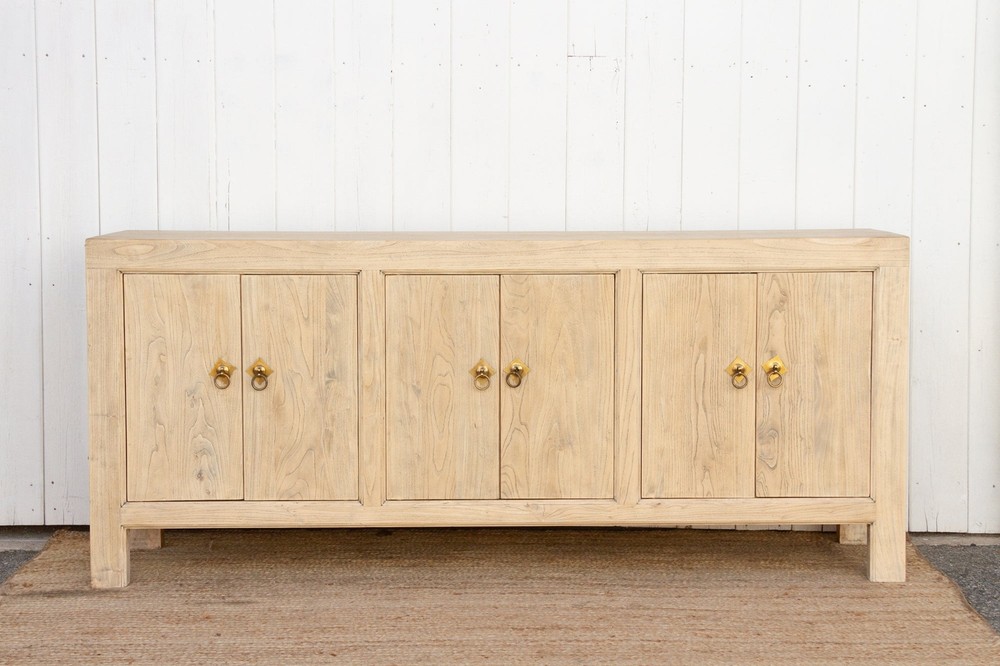 Long Rustic Modern Bleached Elm Sideboard