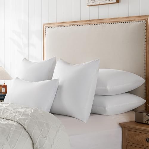 basic home Queen Size Goose Feather & Down Bed Pillow - 100% Odorless 20x28
