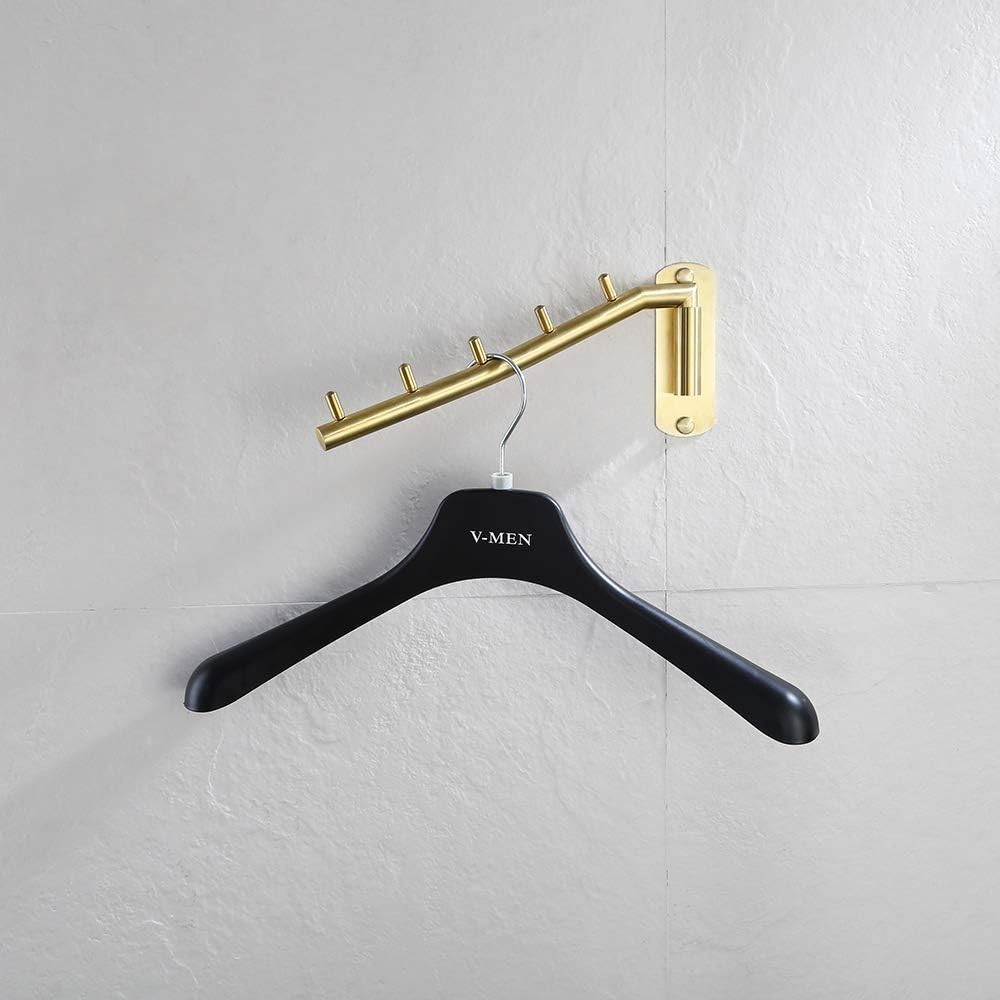Space-Saving Clothes Hanger System - Brushed Gold Wall Mount 2-Pack