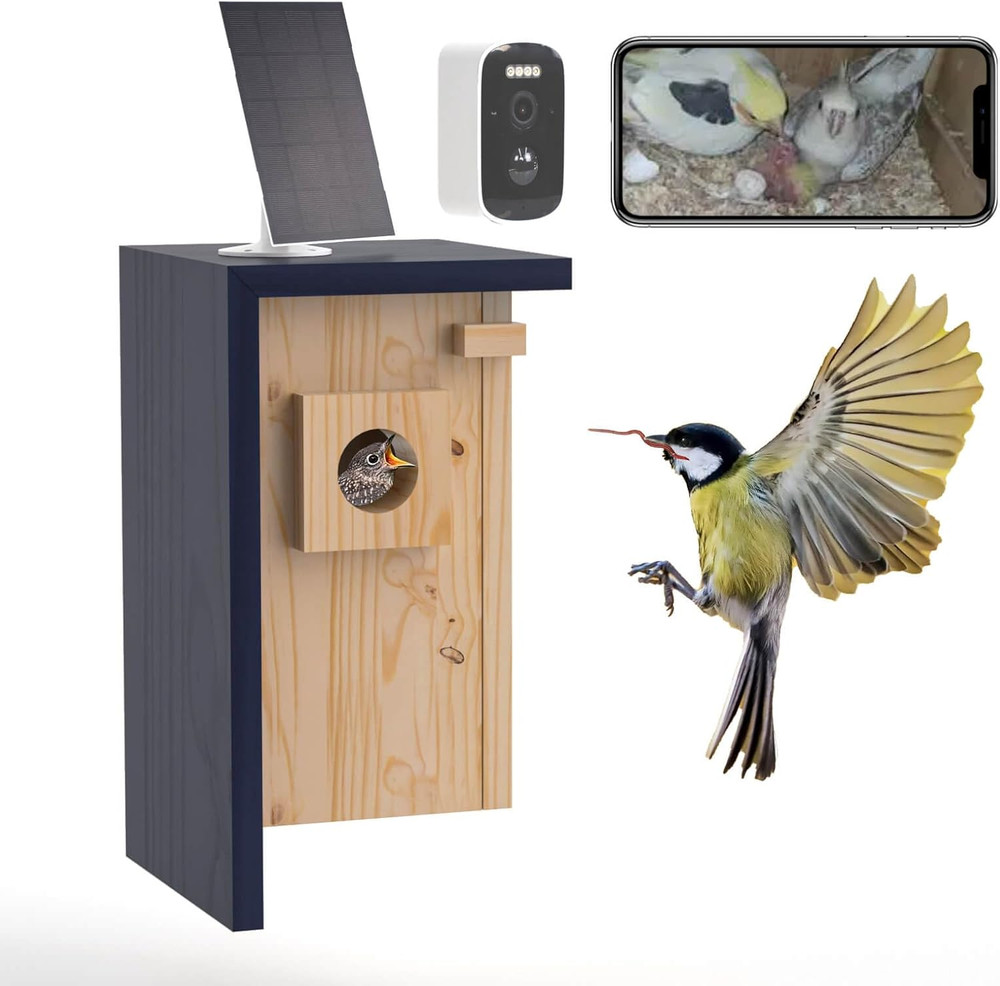 Birdhouse Camera with Solar Powered, HD Vision Camera Watch Bird Nesting & Hatch