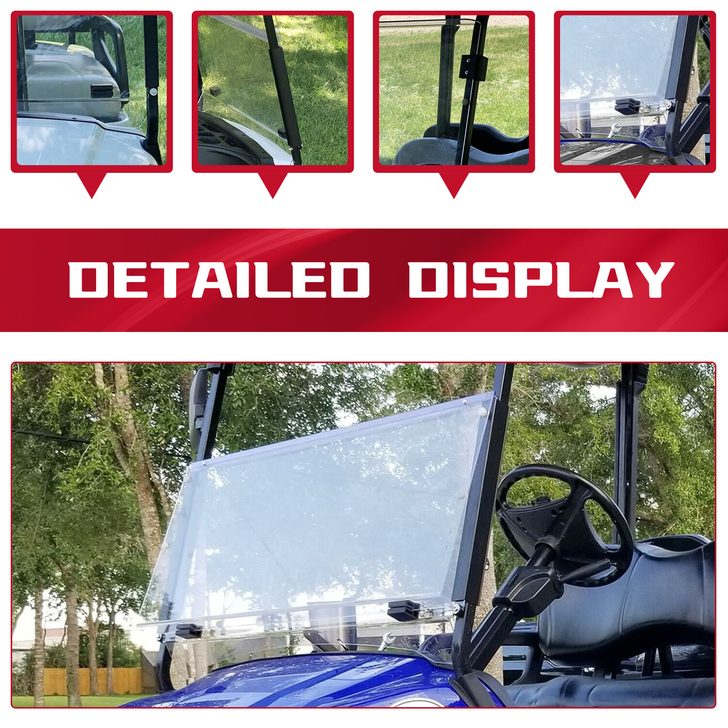Front Clear Windshield Folding For 2007+ Yamaha G29 Drive Golf Electric Cart