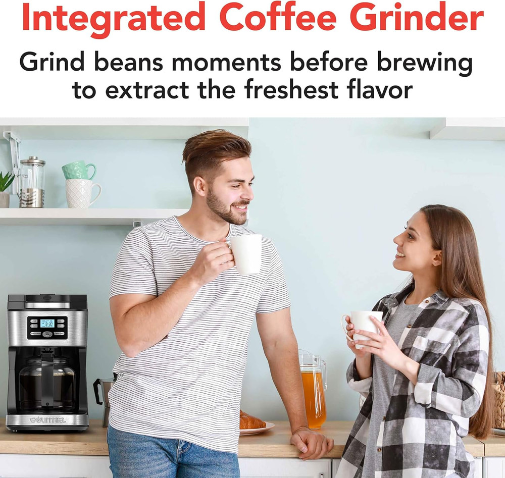 12-Cup Fully Automatic Coffee Maker with Grinder & Keep Warm Feature