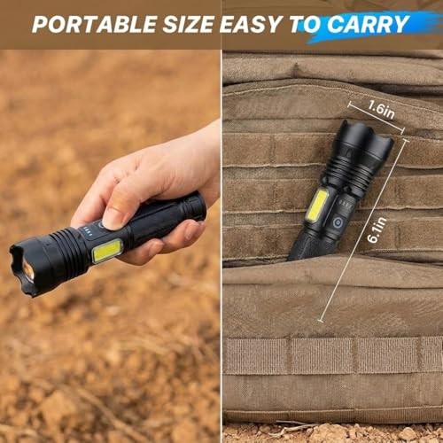 THY TRY Rechargeable Flashlight 90,000 High Lumens, 2 Pack Bright Flashlights