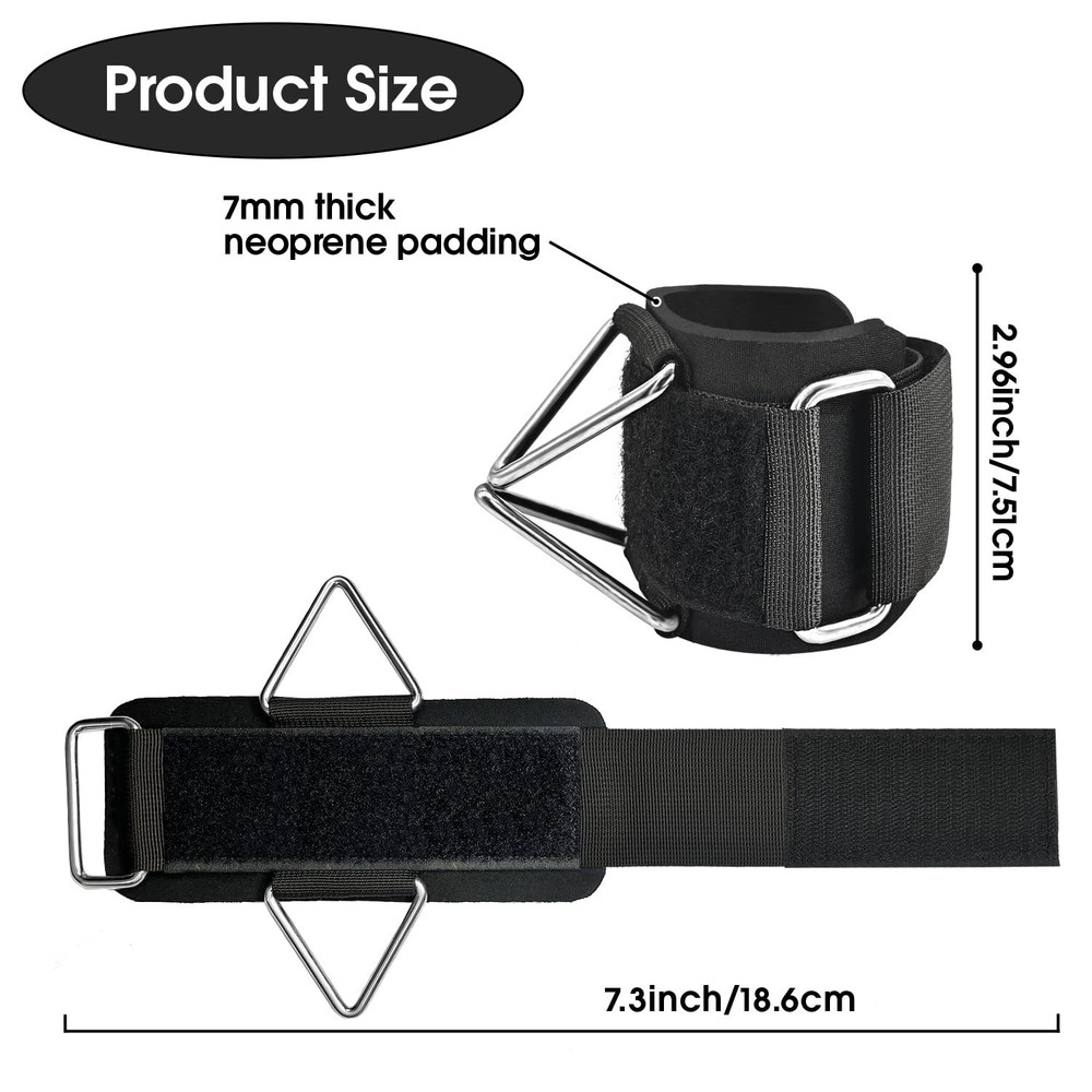 Adjustable Wrist Cuffs for Cable Machine, Neoprene Padded Straps, 2 Pack Comf...