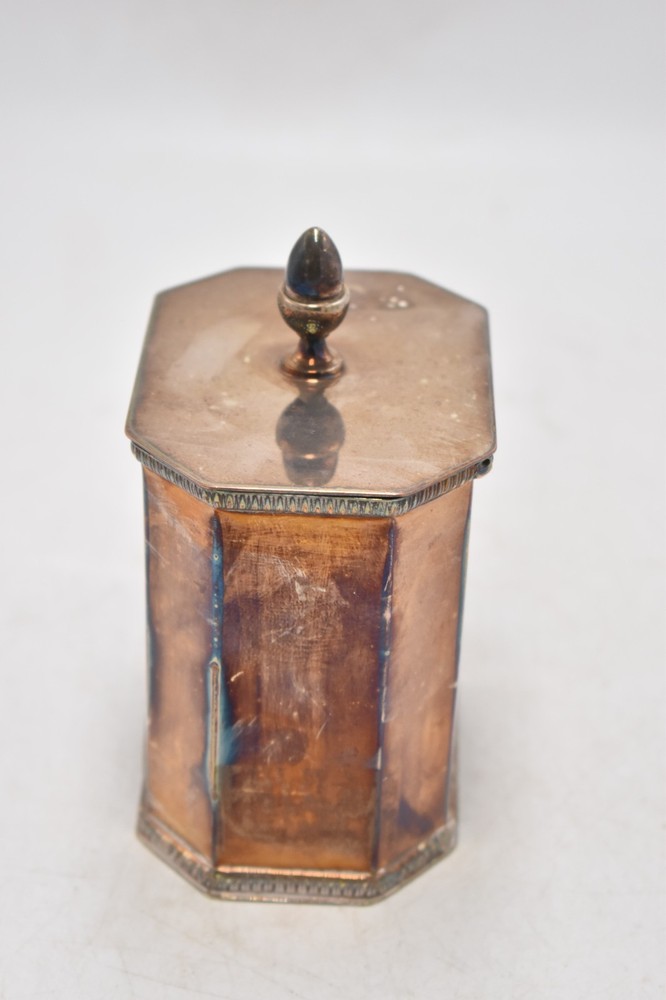 Antique Mappin & Webb Silver Plated Octagonal Tea Caddy
