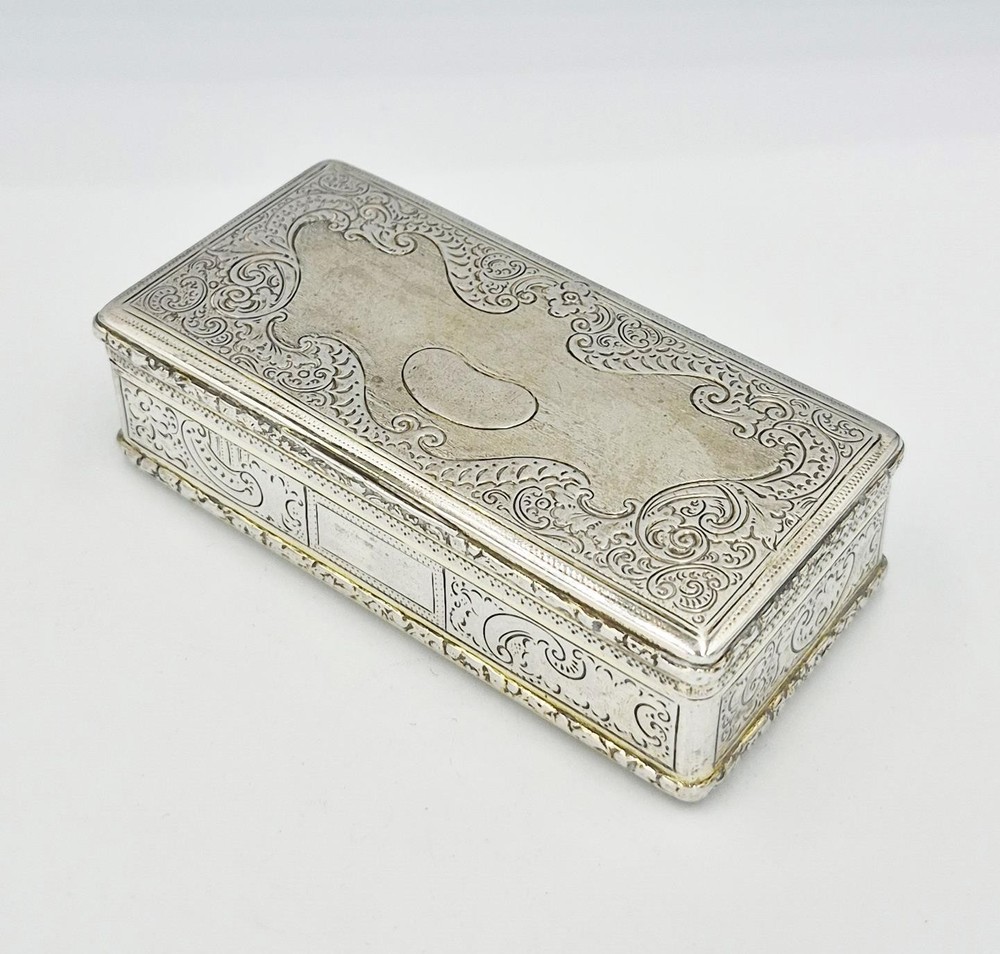FINE AUSTRO-HUNGARIAN SOLID SILVER GILT LARGE SNUFF BOX c1846