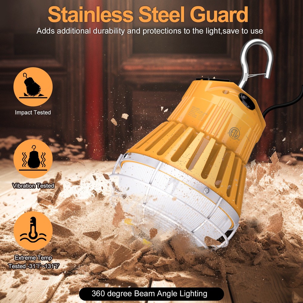 100W LED Temporary Construction Lights- Linkable Construction Hang Light 15000Lm