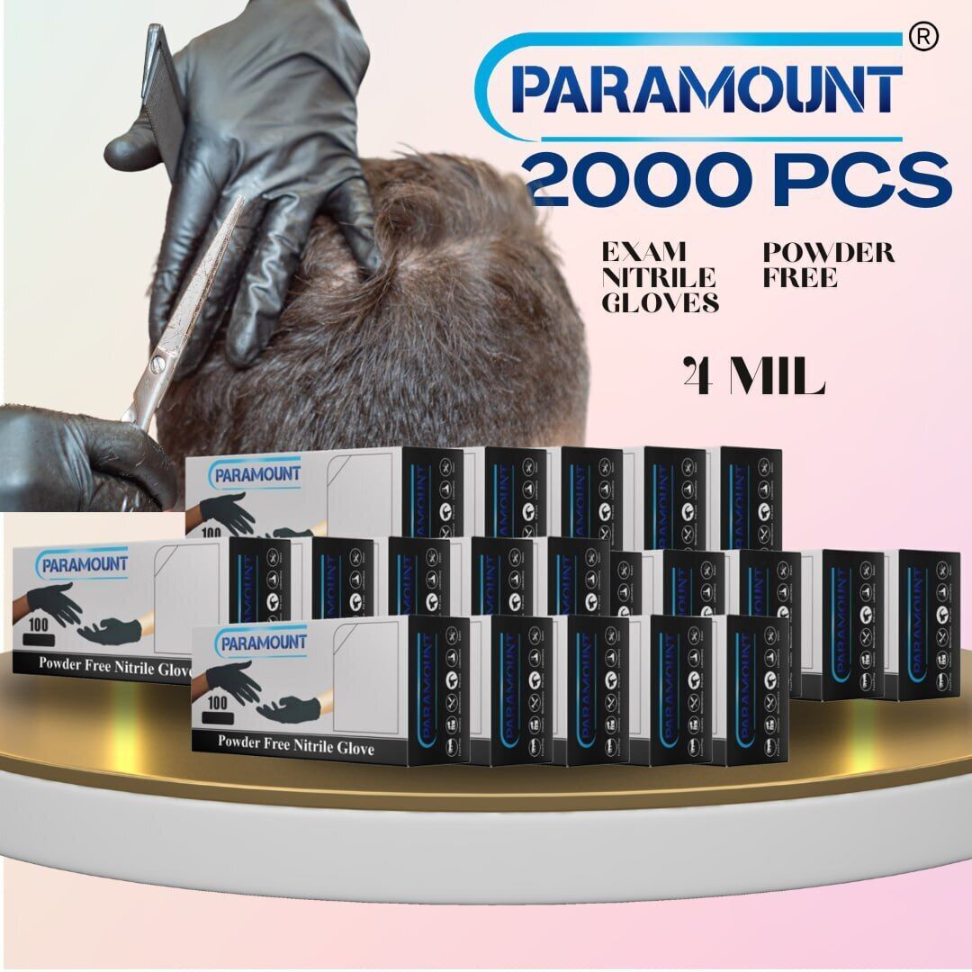 PARAMOUNT® Black Disposable Exam Nitrile Gloves Powder Free 4 mil 2000 PCS