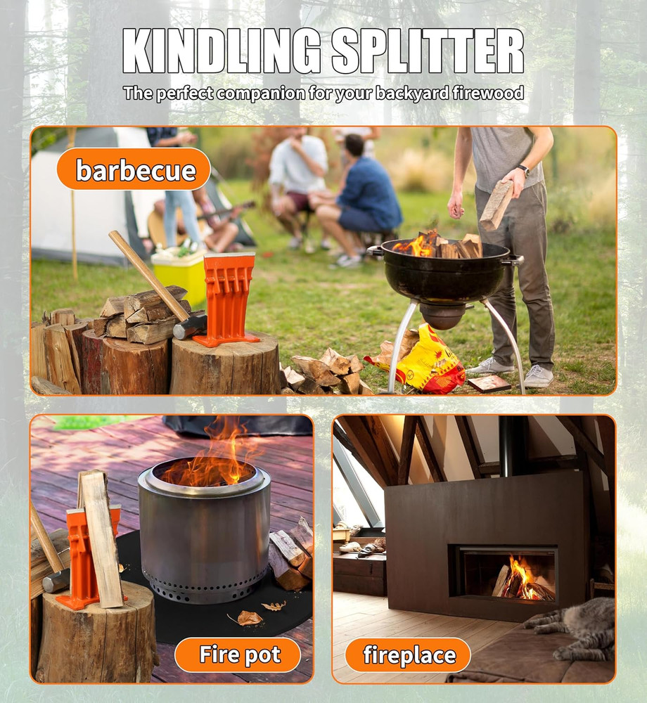 Effortless Firewood Kindling Log Splitter - Safe & Easy, No Axe Required!