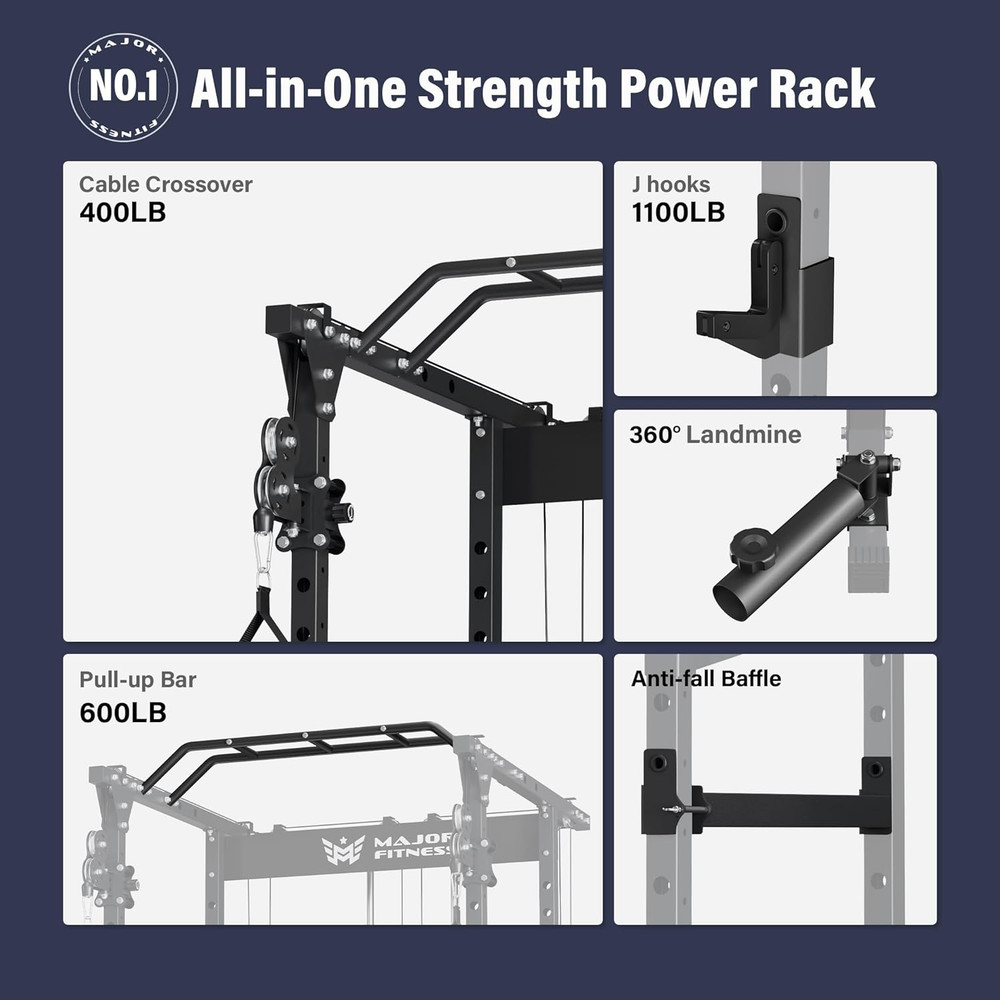 Drone1 Power Cage - Multi-Function Power Rack for Home Gym, Squat Rack, Cable Cr