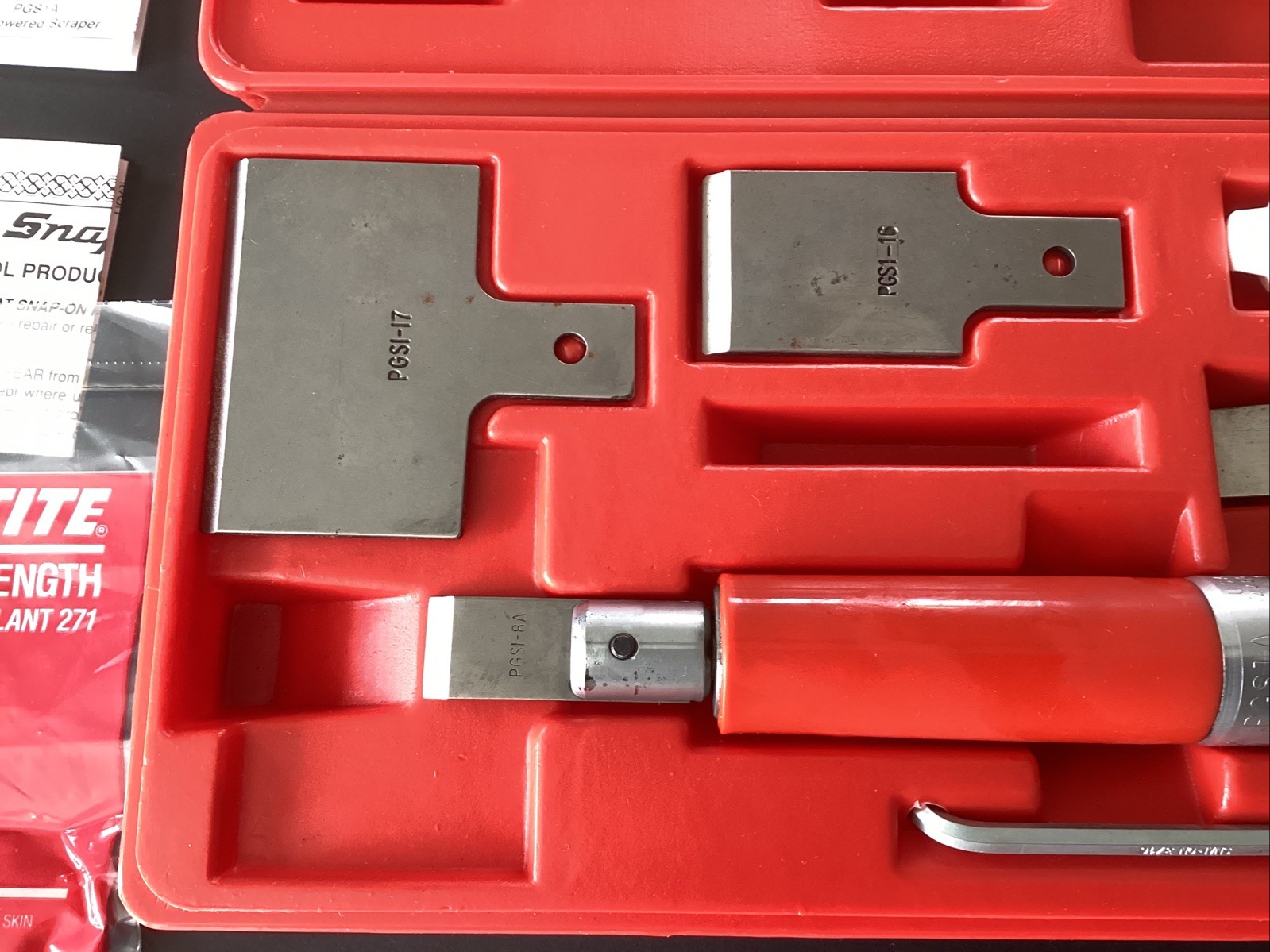 Snap On Air Powered Gasket Scraper Set Pneumatic W/Case and Scrapers PGS1004