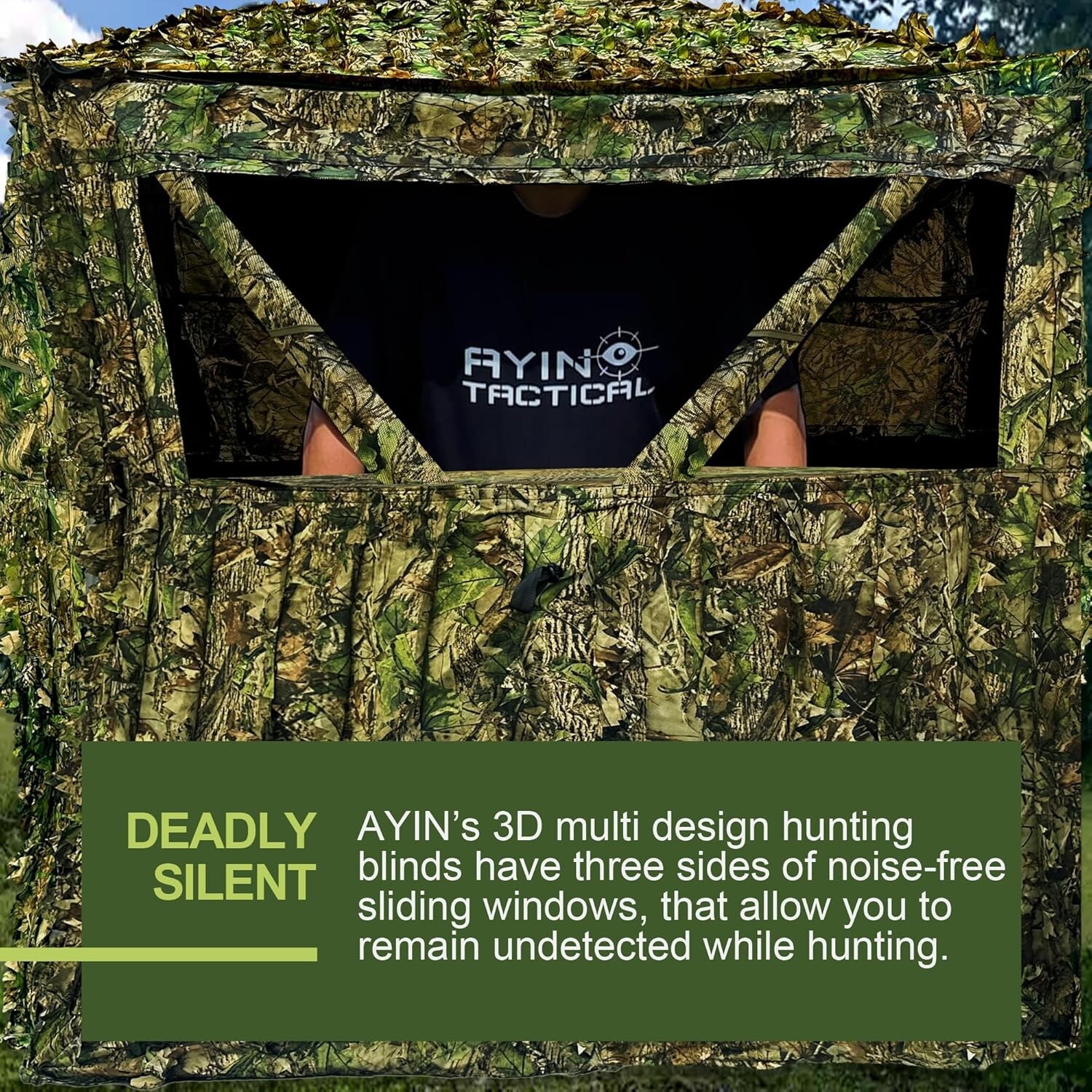 AYIN 3D Leaf Hunting Ground/Wall Blind Pop-Up Hub Blind for Turkey/Deer Hunting