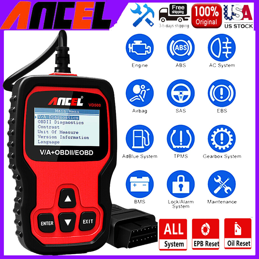 ANCEL VD500 OBD2 Code Reader Full System Scanner TPS Oil EPB Reset Diagnostic