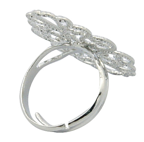 2 Ring Blanks Antiqued Silver Settings Adjustable Long Filigree Pad Ring Making